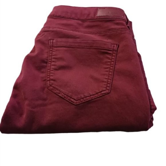 Buffalo David Bitton Faith Mid Rise  Burgundy Skinny Jeans  Size 28 - Picture 4 of 12